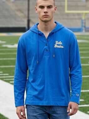 NEW UCLA Bruins‎ Hoodie Adult size LARGE Blue Logo Henley
